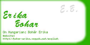 erika bohar business card